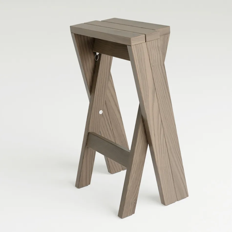 Folding and Stackable Stool in Solid Ash - Write Viadurini