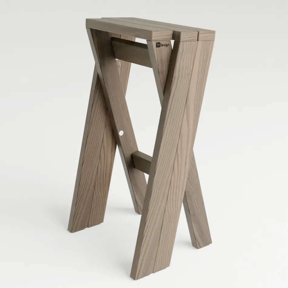 Folding and Stackable Stool in Solid Ash - Write Viadurini