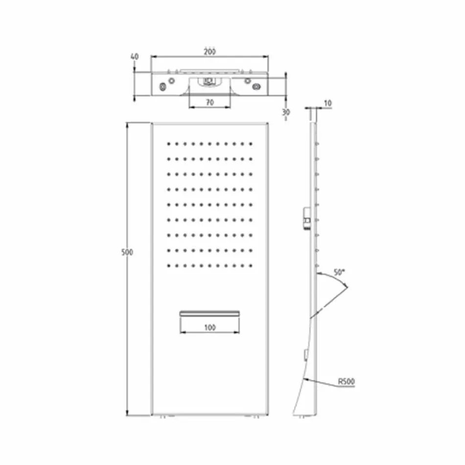 Rectangular Stainless Steel Wall Shower Head Made in Italy - Net Viadurini