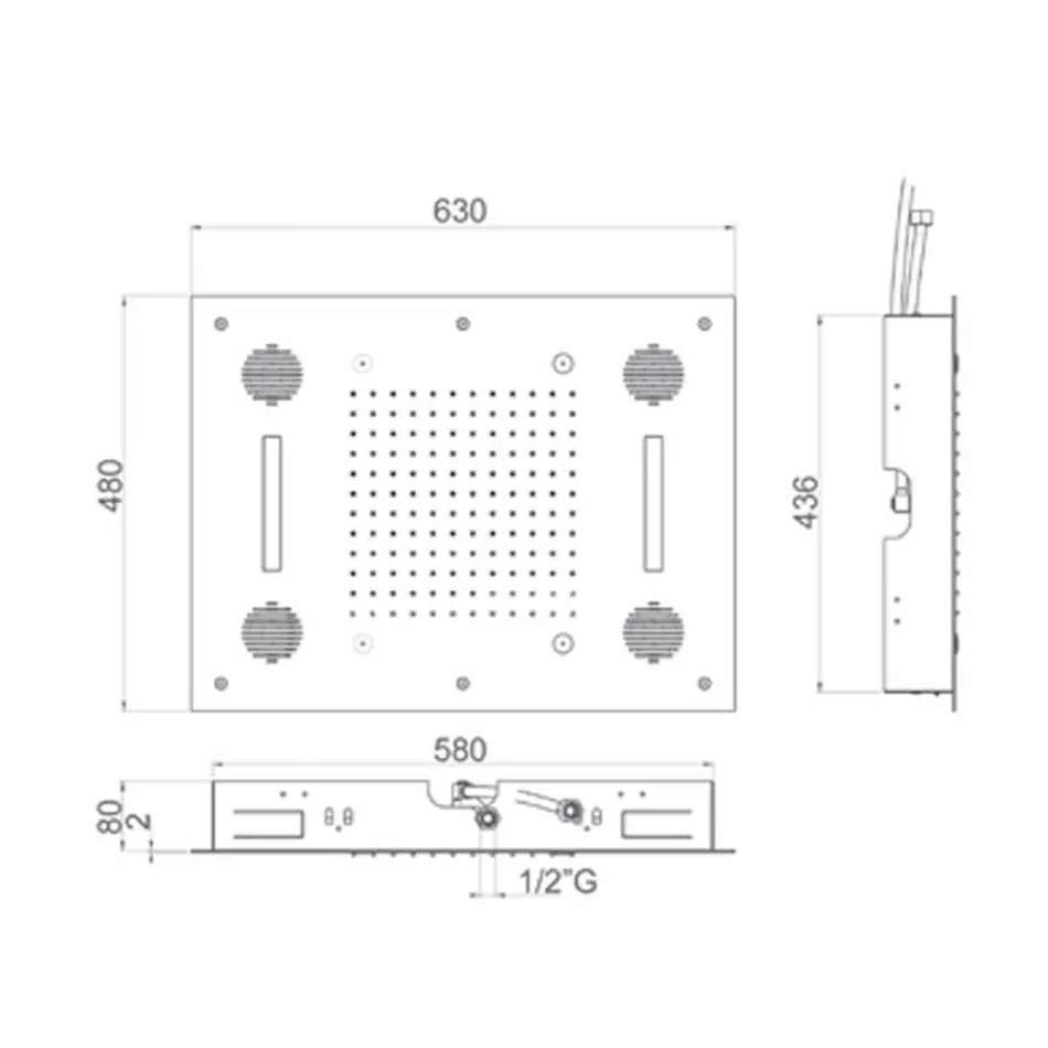 Steel Shower Head with Chromotherapy and Bluetooth Made in Italy - Elbo Viadurini