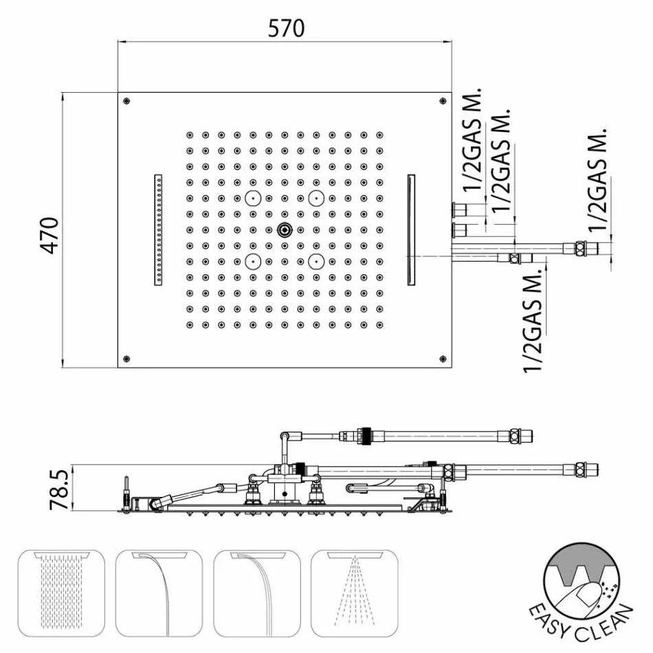 Modern shower showerheads four Bossini Dream functions Viadurini
