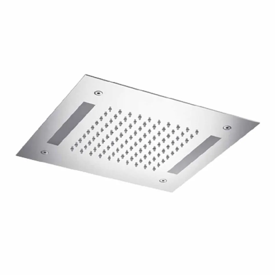 Square Shower Head in Stainless Steel with Chromotherapy Made in Italy - Bilbo Viadurini