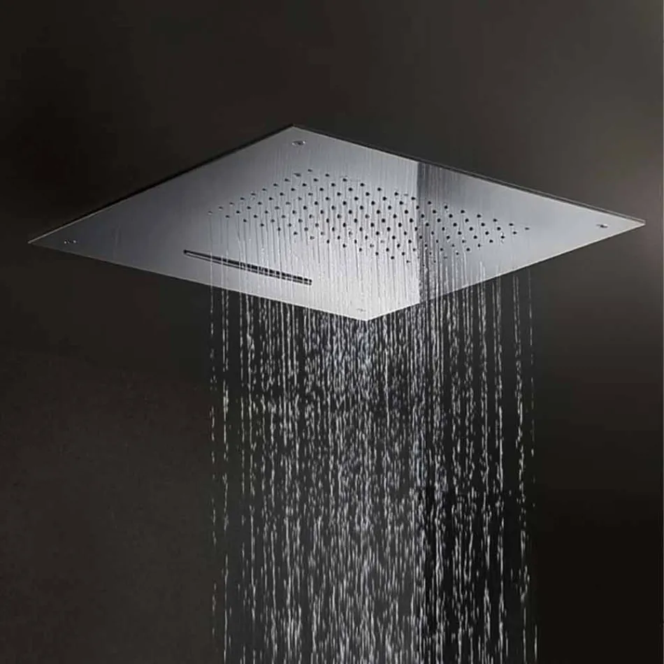 Square Stainless Steel Shower Head with Double Jet Made in Italy - Nello Viadurini