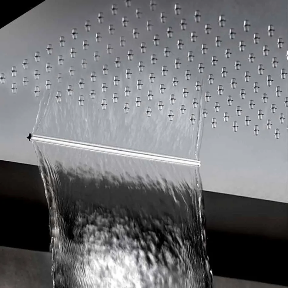 Square Stainless Steel Shower Head with Double Jet Made in Italy - Nello Viadurini