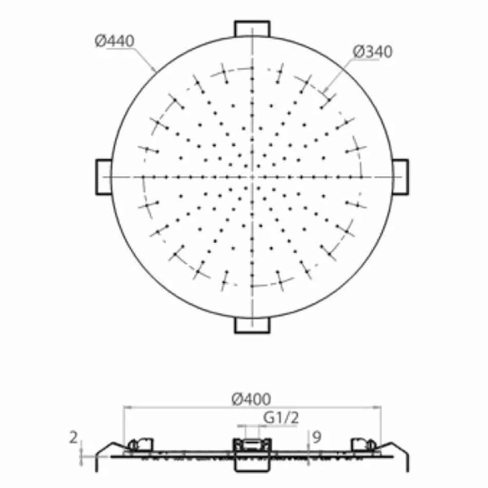 Round Ceiling Shower Head in Modern Steel Made in Italy - Damian Viadurini