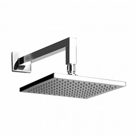 Square Steel Shower Head with Brass Shower Arm Made in Italy - Sespo Viadurini