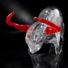 Bull-shaped ornament in Red and Transparent Glass Made in Italy - Torero Viadurini
