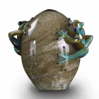 Egg Shaped Glass Ornament with Frogs Made in Italy - Huevo Viadurini