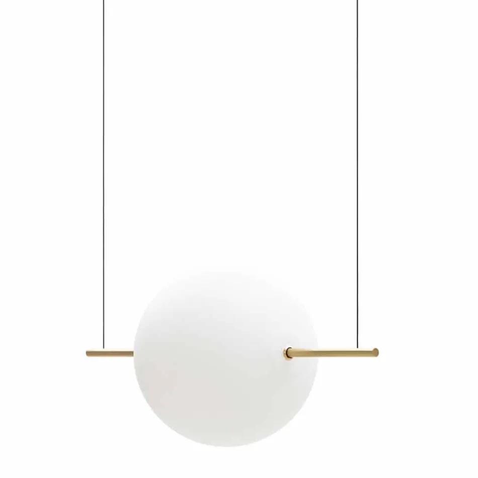 Design Suspension in Glass and Brass with LED Light, 3 Sizes - Alma by Il Fanale Viadurini