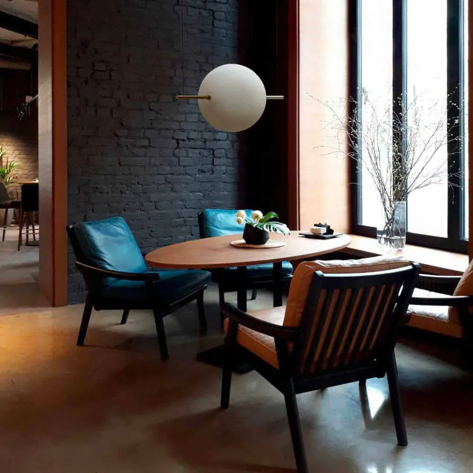 Design Suspension in Glass and Brass with LED Light, 3 Sizes - Alma by Il Fanale Viadurini