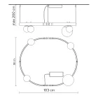 Oval Design Suspension in Black Aluminum with Spheres and Spotlights - Exodus Viadurini