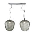 Two-Light Pendant Lamp with Linear Bar in Glass and Metal Made in Italy - Elisia