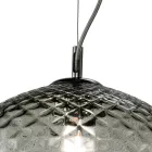 Two-Light Pendant Lamp with Linear Bar in Glass and Metal Made in Italy - Elisia Viadurini
