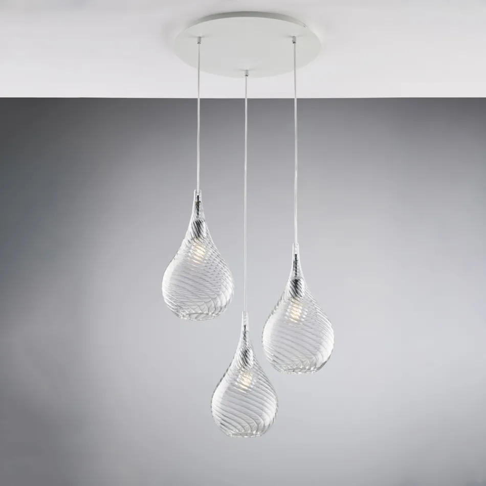 Iron Pendant Lamp with Pyrex Glass Made in Italy for Interior Decorating - Amazonia Viadurini