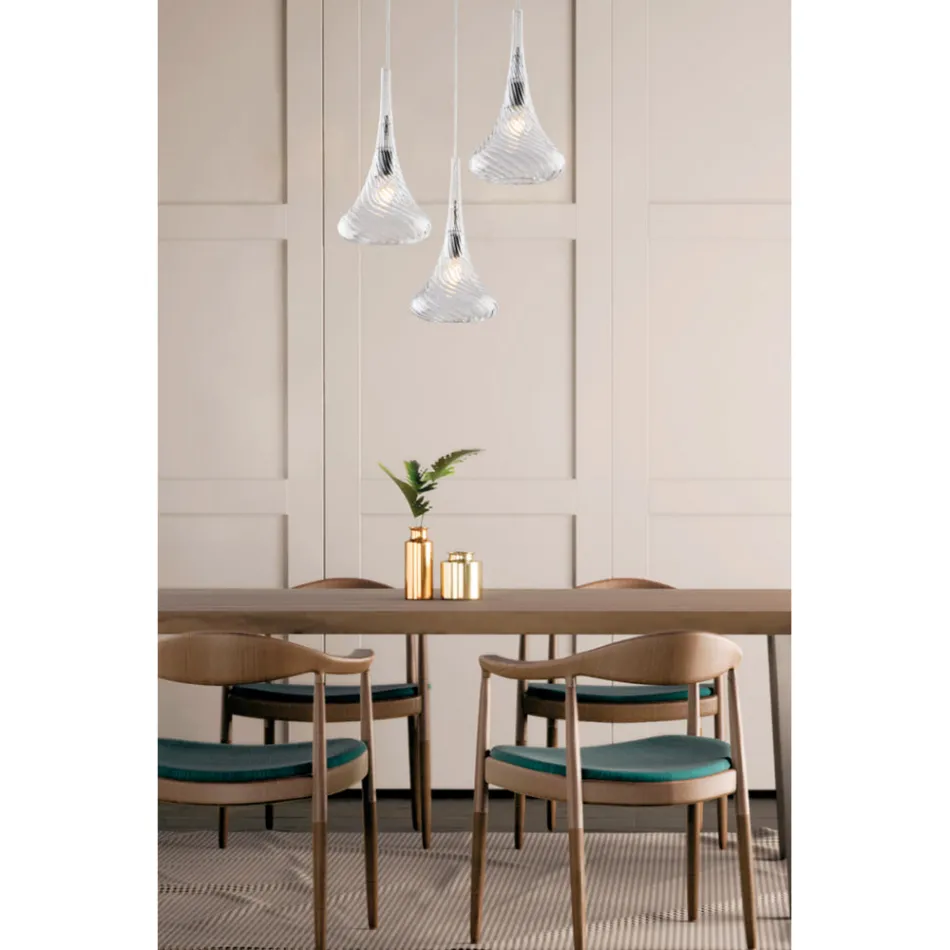 Iron Pendant Lamp with Pyrex Glass Made in Italy for Interior Decorating - Corinto Viadurini