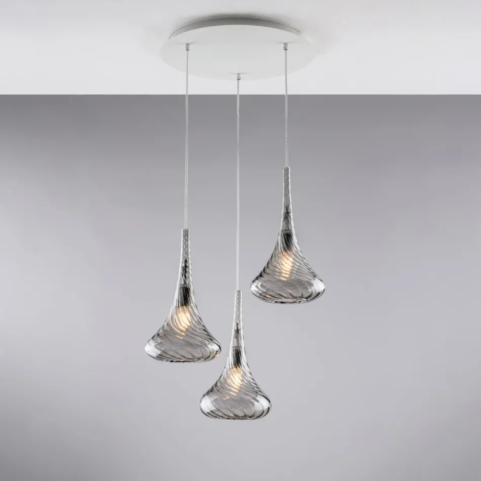 Iron Pendant Lamp with Pyrex Glass Made in Italy for Interior Decorating - Corinto Viadurini