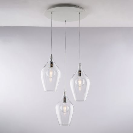 Iron Pendant Lamp with Pyrex Glass Made in Italy for Interior Decorating - Sparta Viadurini