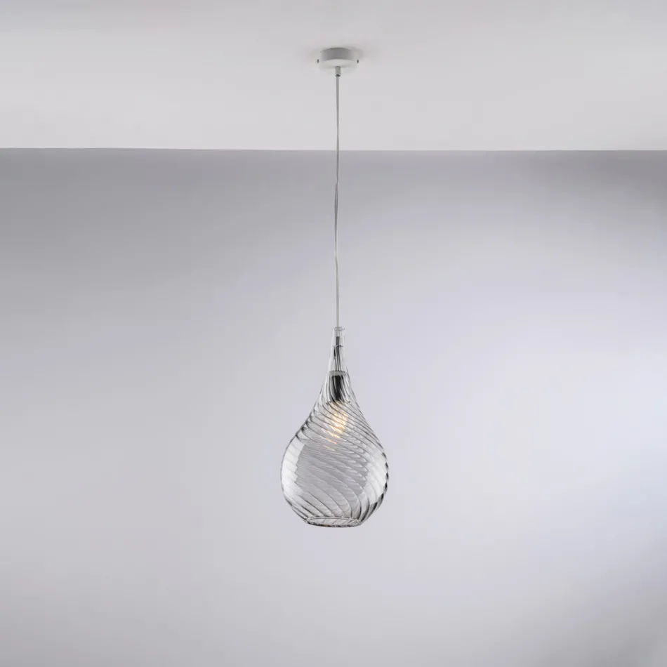 Iron Pendant Lamp with Pyrex Glass Made in Italy for Interior Decorating - Amazonia Viadurini