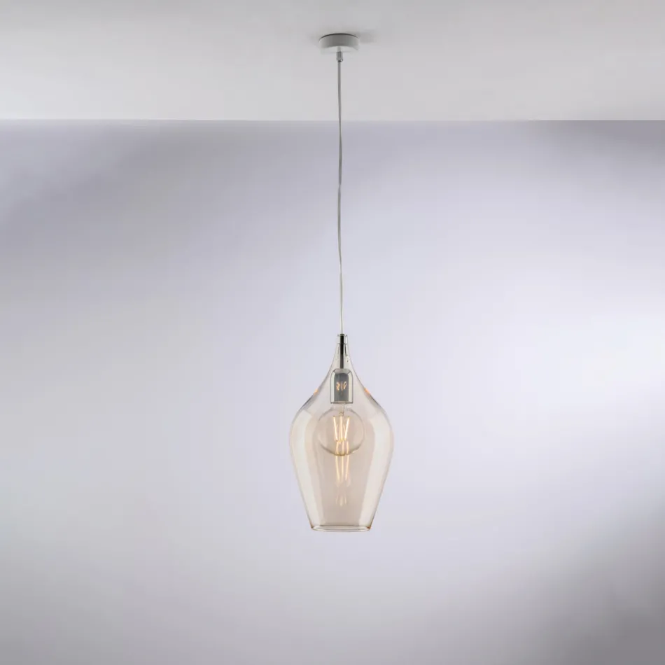 Iron Pendant Lamp with Pyrex Glass Made in Italy for Interior Decorating - Sparta Viadurini