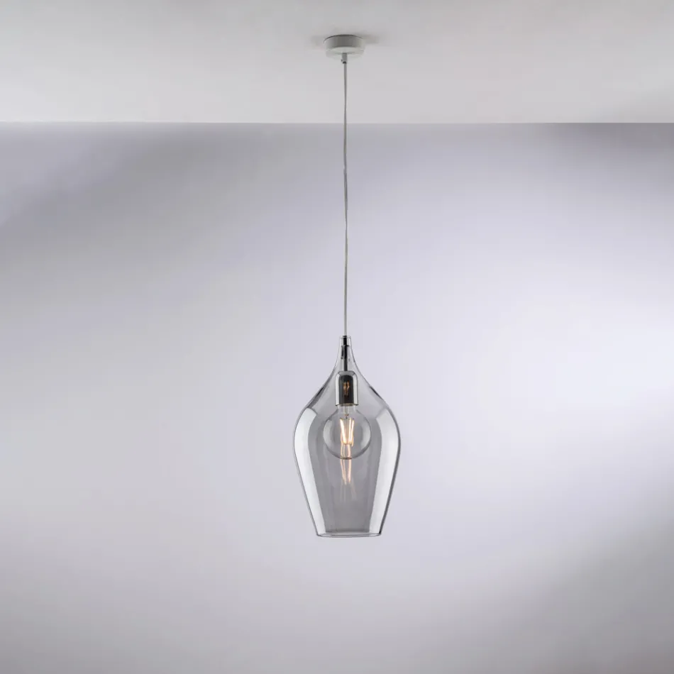 Iron Pendant Lamp with Pyrex Glass Made in Italy for Interior Decorating - Sparta Viadurini