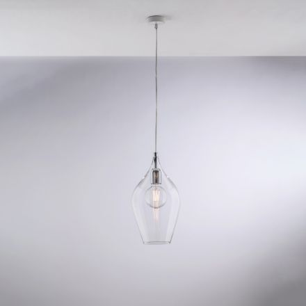 Iron Pendant Lamp with Pyrex Glass Made in Italy for Interior Decorating - Sparta Viadurini