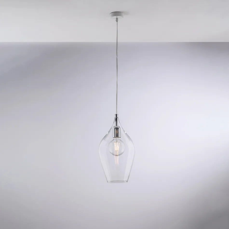 Iron Pendant Lamp with Pyrex Glass Made in Italy for Interior Decorating - Sparta Viadurini