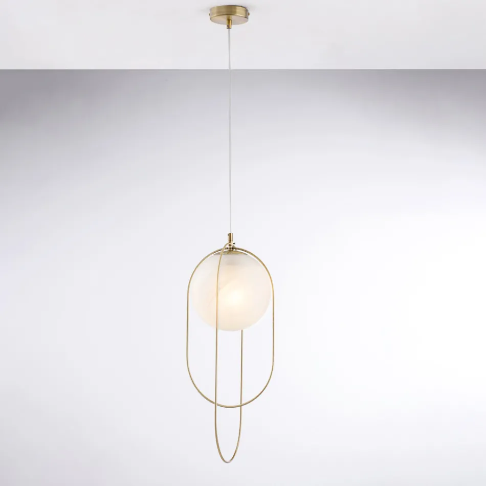 Chrome-Plated Iron Pendant Light with Sphere Made in Italy for Interior Decor - Oslo Viadurini