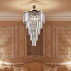 Made in Italy, a Gilded Iron Pendant Lamp with Rhinestones for Interior Decorating - Vienna Viadurini