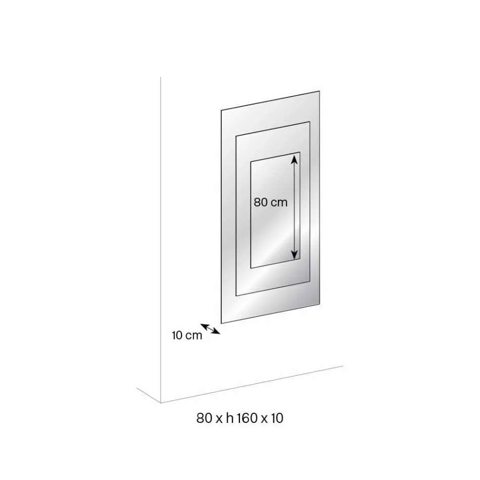 Three-Layer Wall Mirror and Black Structure Italian Design - Plaudio Viadurini