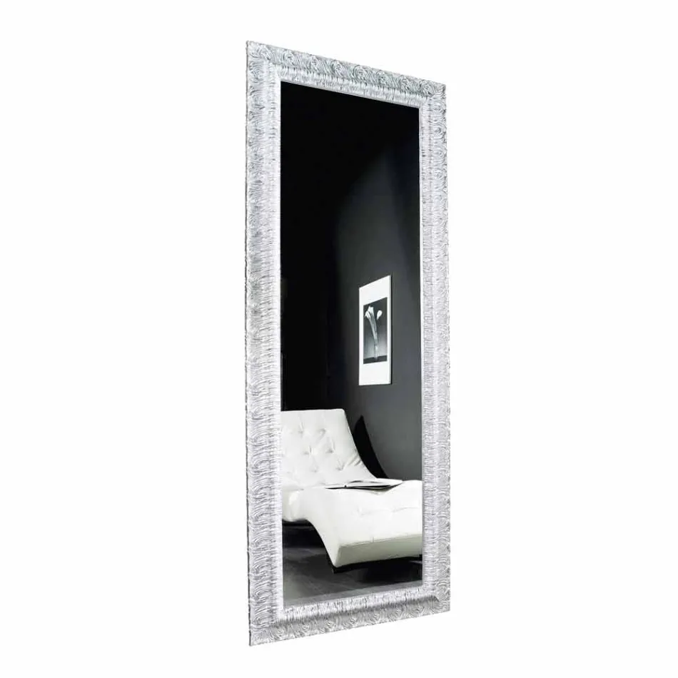 Silver wall mirror, modern gold wood produced in Italy Teodoro Viadurini