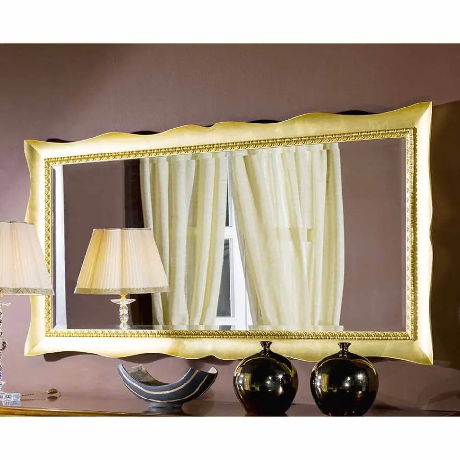Handmade wall mirror made of wood gold or silver made in Italy Luigi Viadurini