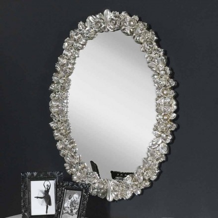 Modern handmade fir wood wall mirror made in Italy Filippo Viadurini