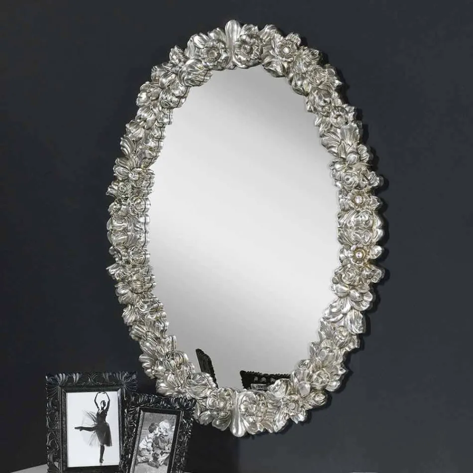 Modern handmade fir wood wall mirror made in Italy Filippo Viadurini