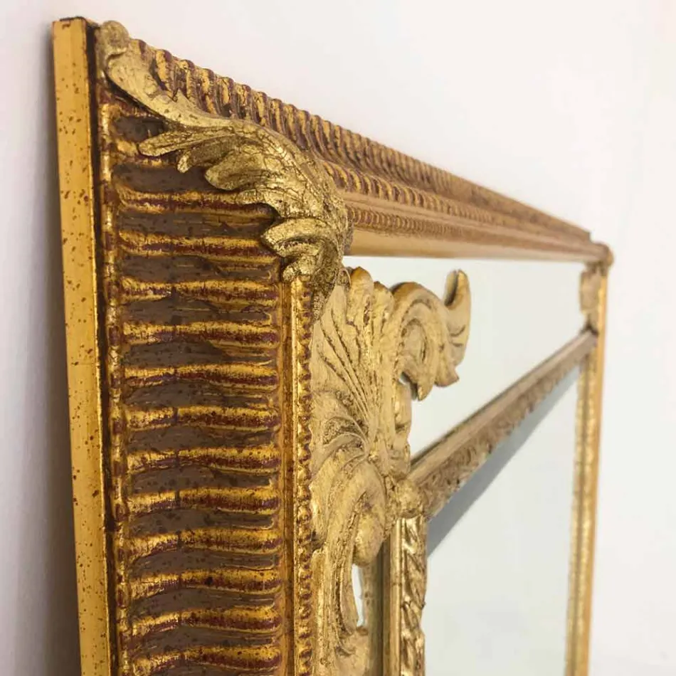 Rectangular wall mirror in wood, produced in Italy, Valentino Viadurini