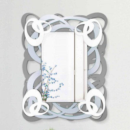 Modern Design Rectangular Colored Wooden Wall Mirror - Amalga Viadurini