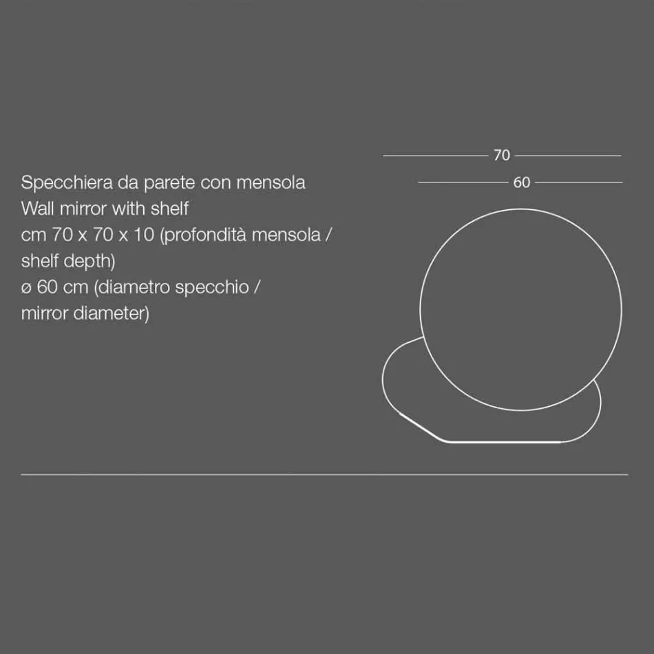 Wall Mirror with Metal Shelf in Various Colors Modern Design - Hera Viadurini