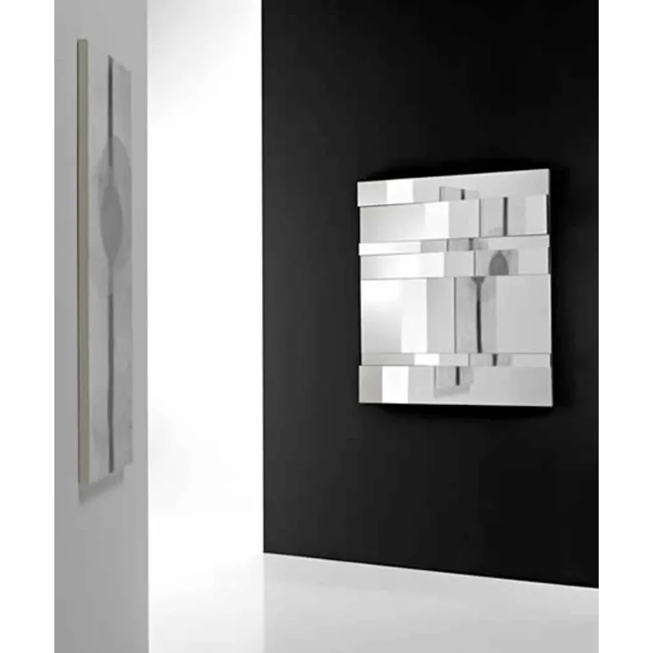 Modern Design Glass and Metal Wall Mirror Made in Italy - Pallino Viadurini