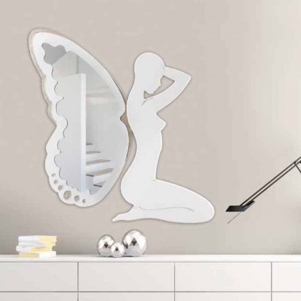 Decorative White Wall Mirror Trilli, made in italy Viadurini