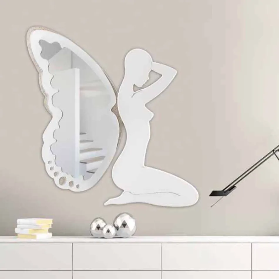 Decorative White Wall Mirror Trilli, made in italy Viadurini