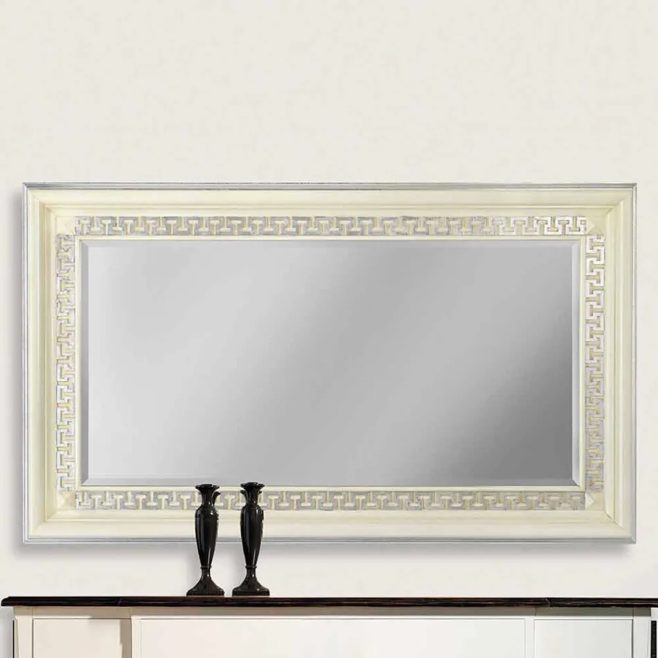 Handmade wall mirror in fir wood in Italy Maicol Viadurini