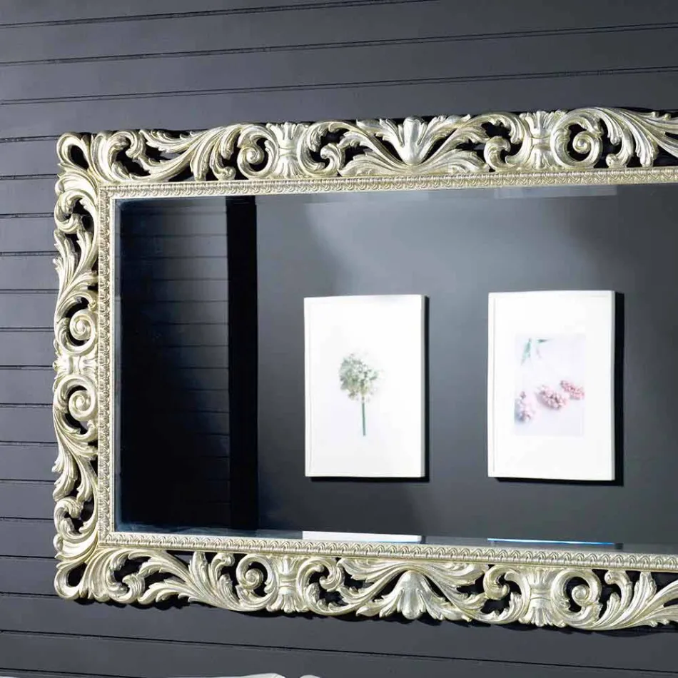 Modern design fir wood wall mirror made in Italy Nicola Viadurini