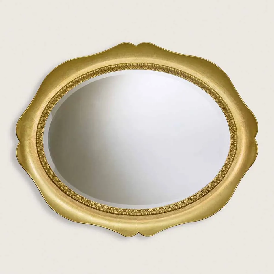 Hand made fir wood wall mirror made in Italy Franco Viadurini