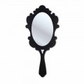 Modern design wall mirror with decorated frame Neve, black finish