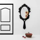 Black wall mirror with decorated frame Snow made in Italy Viadurini