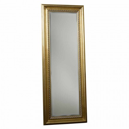Wooden floor mirror with handmade pedestal made Italy Leonardo Viadurini