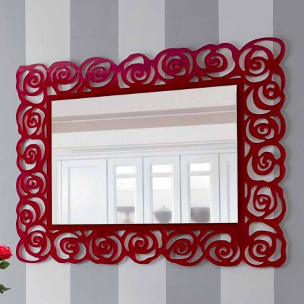 Large Modern Design Wall Mirror in Red Plexiglass - Rosalinda Viadurini