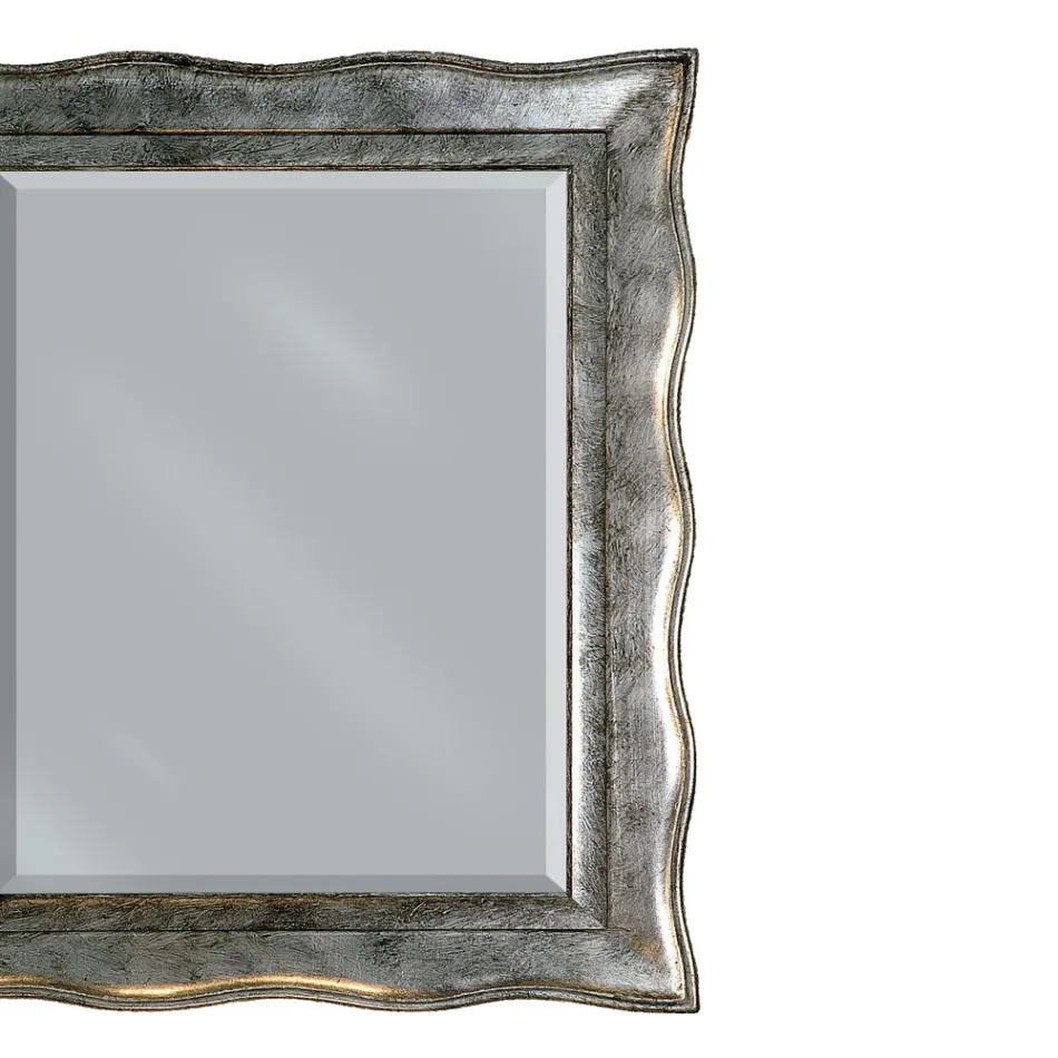 Mirror in Silver Leaf and Ground Mirror Made in Italy - Rongo Viadurini