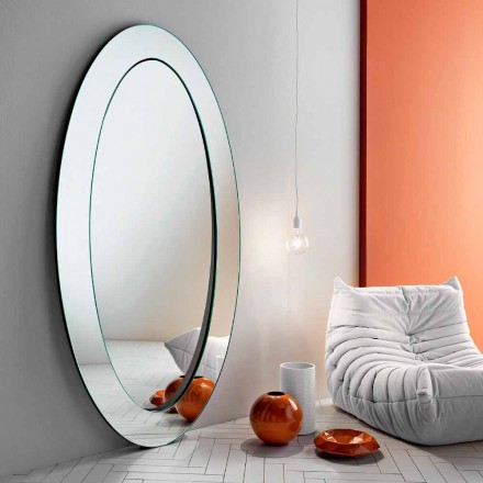 Modern Oval Floor Mirror with Inclined Frame Made in Italy - Salamina Viadurini