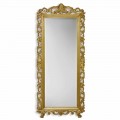 Gold/silver wall mirror in ayous wood, handmade in Italy, Francesco
