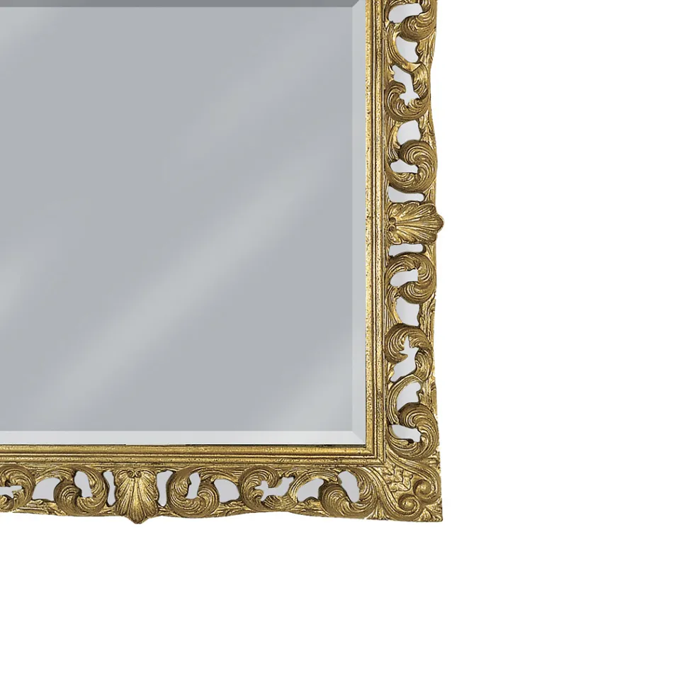 Rectangular Mirror in Gold Leaf and Ground Mirror Made in Italy - Rangi Viadurini